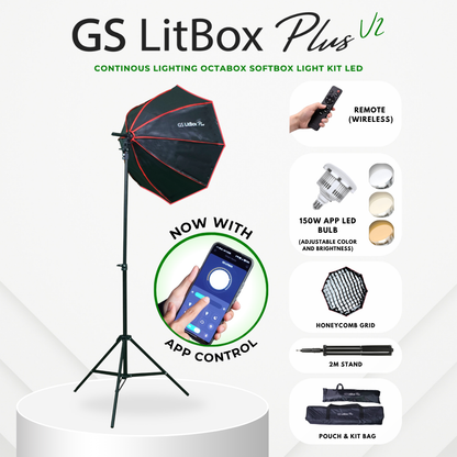 GS LitBox Plus 150w APP Control Continous Lighting Softbox Light LED Adjustable Color Wireless Remote Octabox