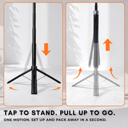 GS SnapVersa Go 1.8m Premium Magnetic Selfie Stick Tripod Auto Open & Close Spring-Free Gravity Lock Wireless Remote