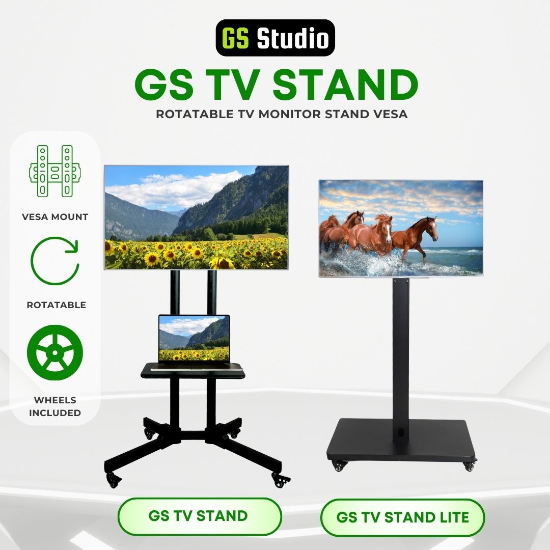 GS TV Stand Monitor Stand Rotatable Vertical 32-70 inch VESA for Live Stream Monitor  Shopee TikTok Live