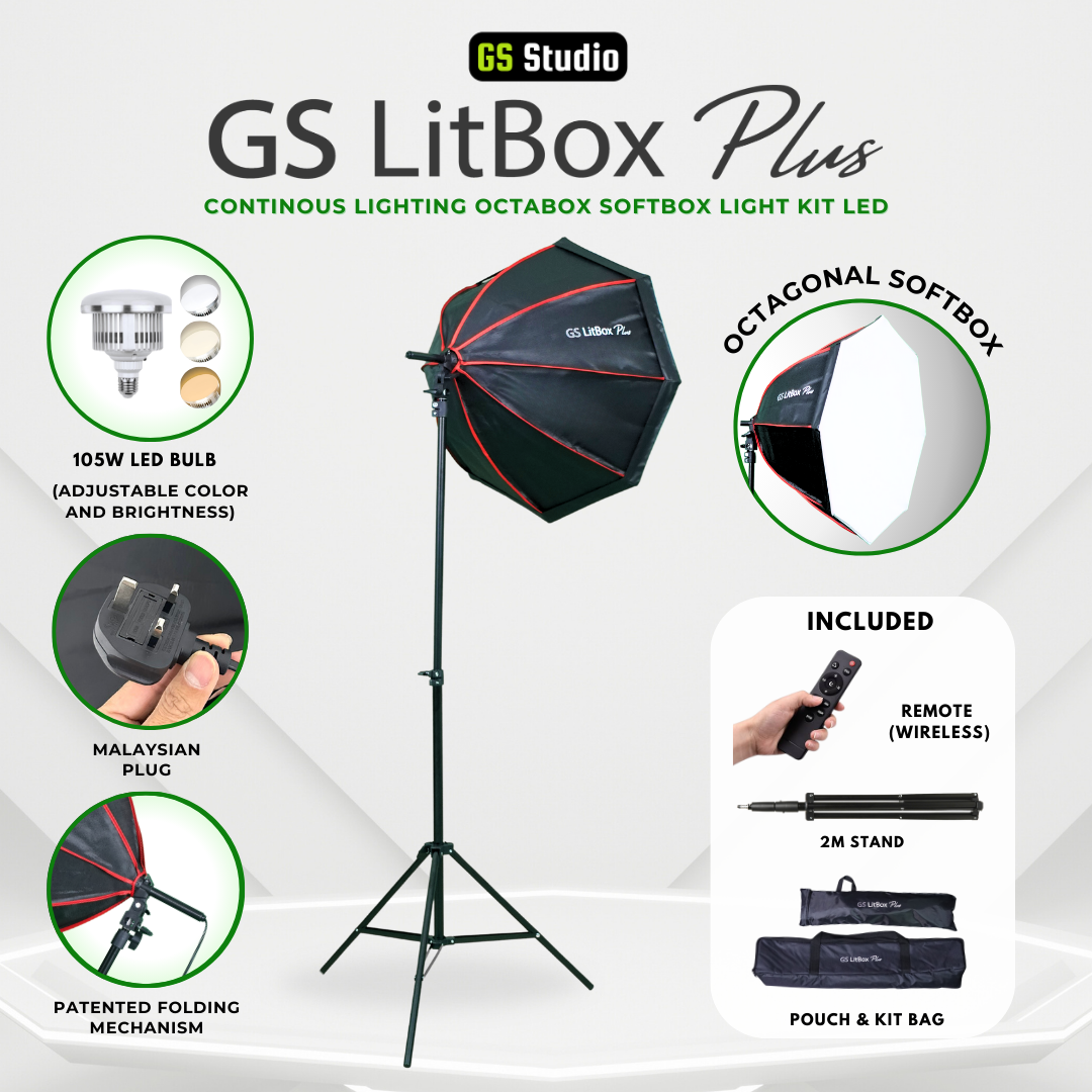 GS LitBox Plus Continous Lighting Softbox Light LED Adjustable Color Wireless Remote Octabox