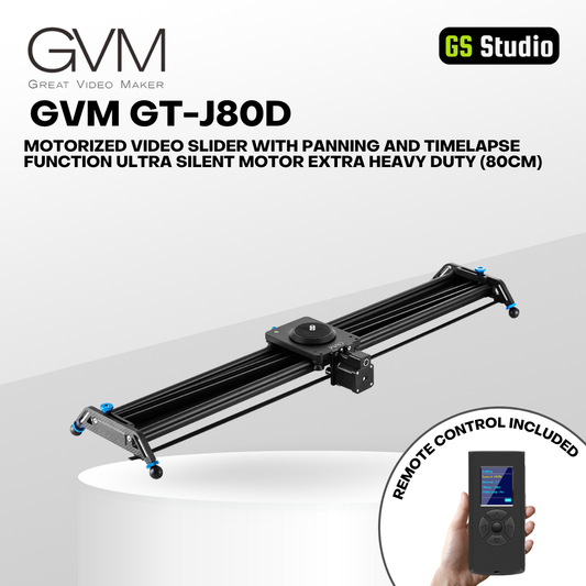 GVM GT-J80D Motorized Video Slider With Panning And Timelapse Function Ultra Silent Motor Extra Heavy Duty (80cm)