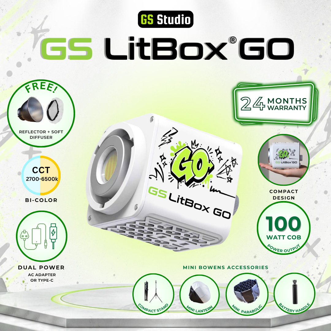 GS LitBox GO 100W Mini COB Studio Light CRI 97 Bi-Color 2700-6500K Portable Video Light Makeup Lampu Studio