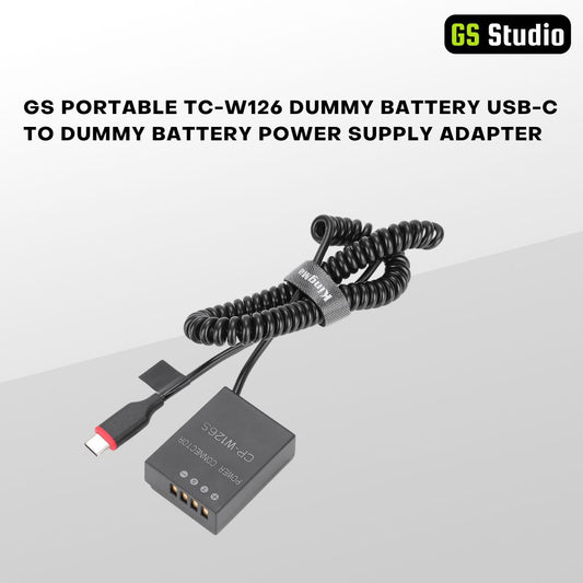 GS Portable TC-W126 Dummy Battery USB-C To Dummy Battery Power Supply Adapter for FUJI X-Pro2, X-H1, X-T2, X-T3, X-T10