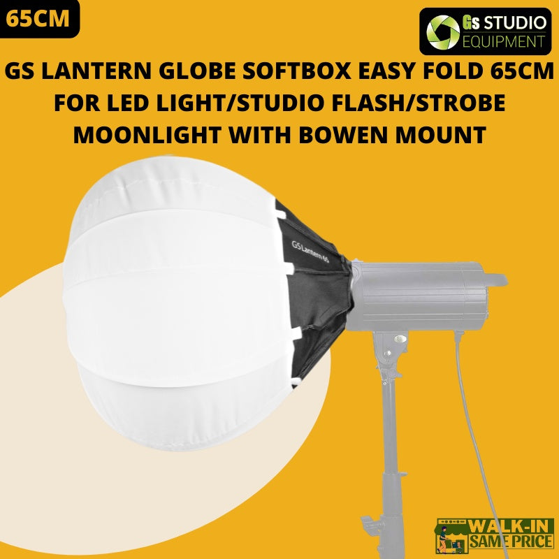 GS Lantern Globe Softbox Easy Fold For LED Light/Studio Flash/Strobe Moonlight With Bowen Mount (65cm/85cm)