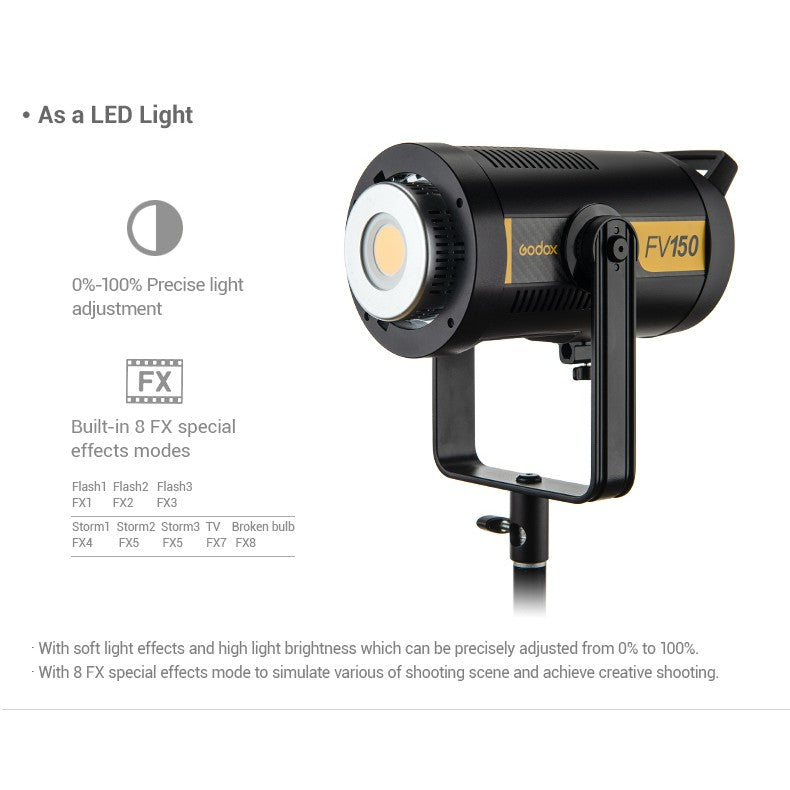 Godox FV150 High Speed Sync Flash LED Light With Built-In 2.4G Wireless Receiver (150W)