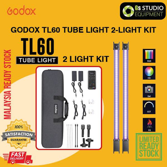 GODOX TL60 TUBE LIGHT 2-LIGHT KIT RGB COLOR PHOTOGRAPHY LIGHT HANDHELD LIGHT STICK WITH APP CONTROL FOR PHOTOS VIDEO MOVIE VLOG
