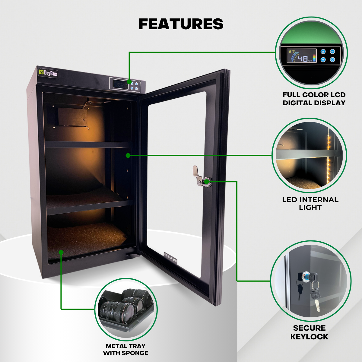 Advanced Dehumidification Technology: Prevent corrosion, mold, and fungus growth with consistent low-humidity environments.