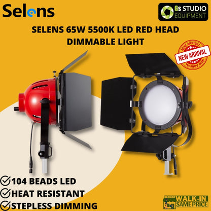 Selens 5500K 104 Beads LED Red Head Dimmable Light With Stand For Photography Portrait Studio Light (65W)