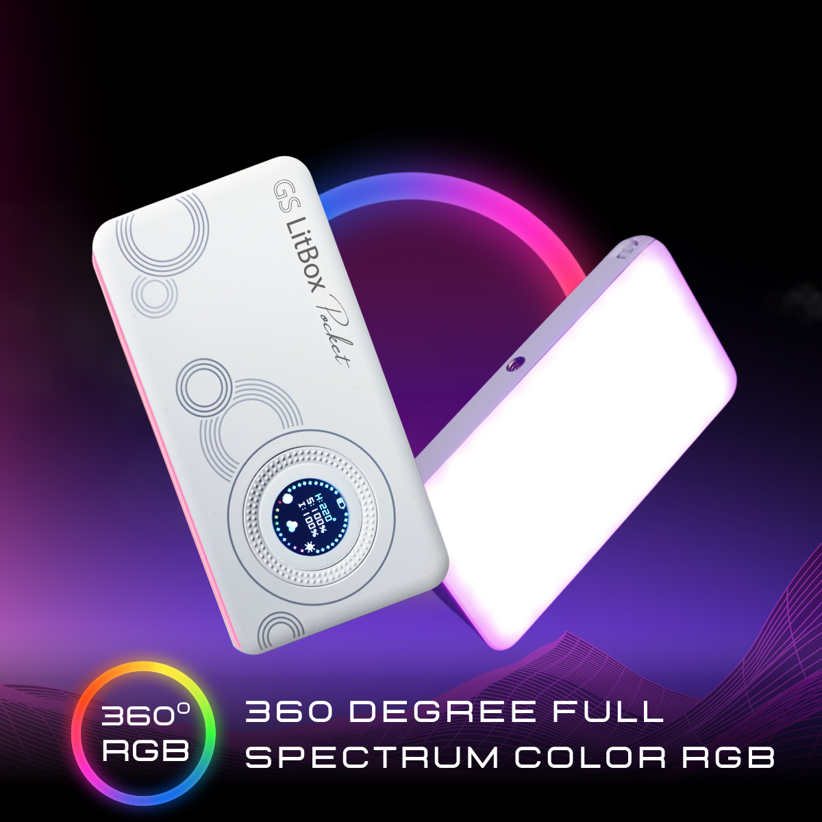 GS LitBox Pocket 12W RGB Portable Pocket Light with Powerbank Daylight CCT 2700–7500K CRI 97 13 Special Effects 5000mAh