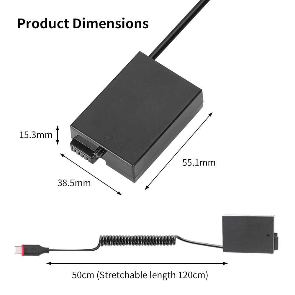 GS LP-E8/LP-E12/EN-EL15/LP-E17/NPW126/TCW126 USB TYPE C USB-C BATTERY POWER ADAPTER DUMMY BATTERY