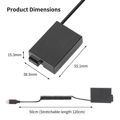 GS LP-E8/LP-E12/EN-EL15/LP-E17/NPW126/TCW126 USB TYPE C USB-C BATTERY POWER ADAPTER DUMMY BATTERY