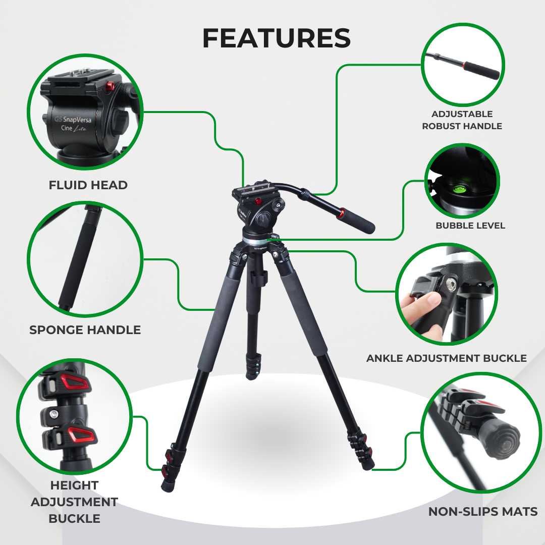 GS SnapVersa Cine Lite Professional Compact Video Tripod Fluid Head