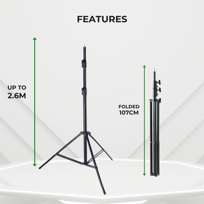 Spring Cushioned Aluminium Alloy Studio Light Stand (2.6M)