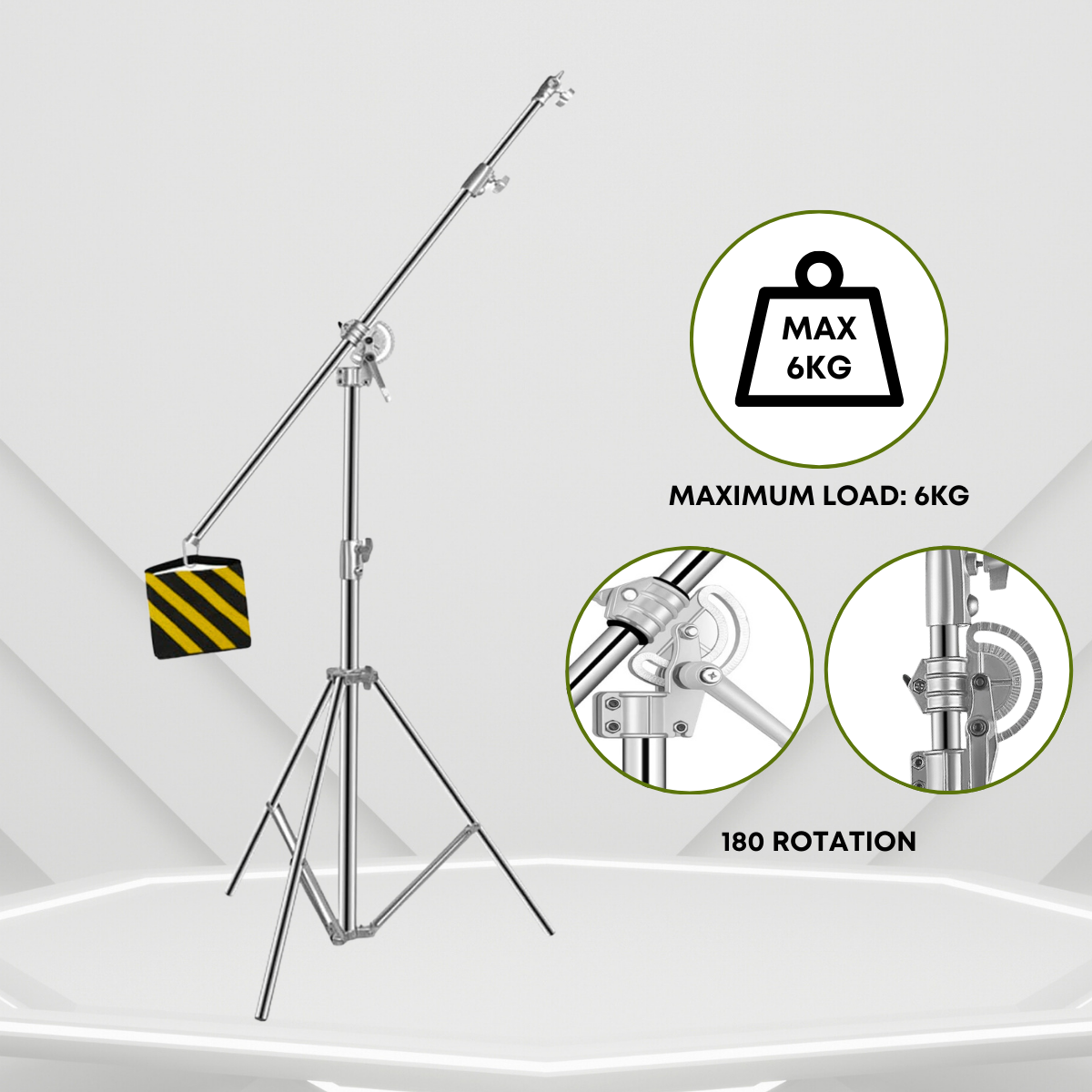 GS PREMIUM SERIES BOOM ARM HEAVY DUTY 2 IN 1 LIGHT STAND AND BOOM STAND MAX HEIGHT 3.8M (M-1)