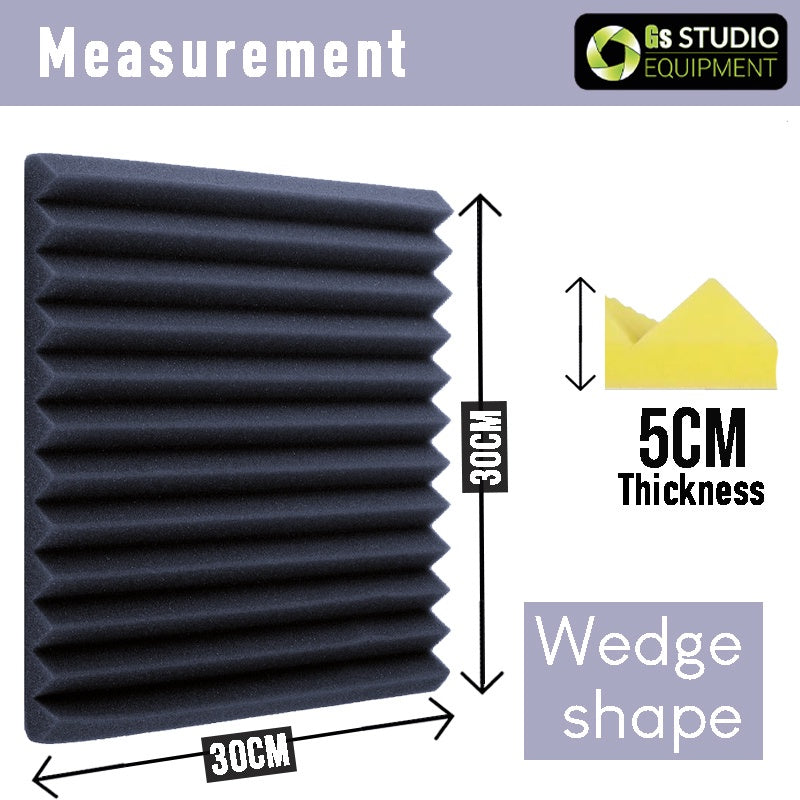 GS Pro Acoustic Foam With Self-dhesive Soundproof Foam Studio Recording Sound Absorption High Density (30cm*30cm*5cm) | Kalis Bunyi