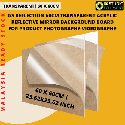 GS Reflection White Black Transparent Acrylic Reflective Mirror Background For Product Photography Videography (60cm)