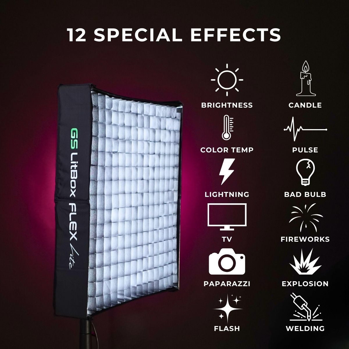 GS LitBox Flex Lite Foldable LED Video Panel Light 2700-6500K Bi-Color CRI 96+