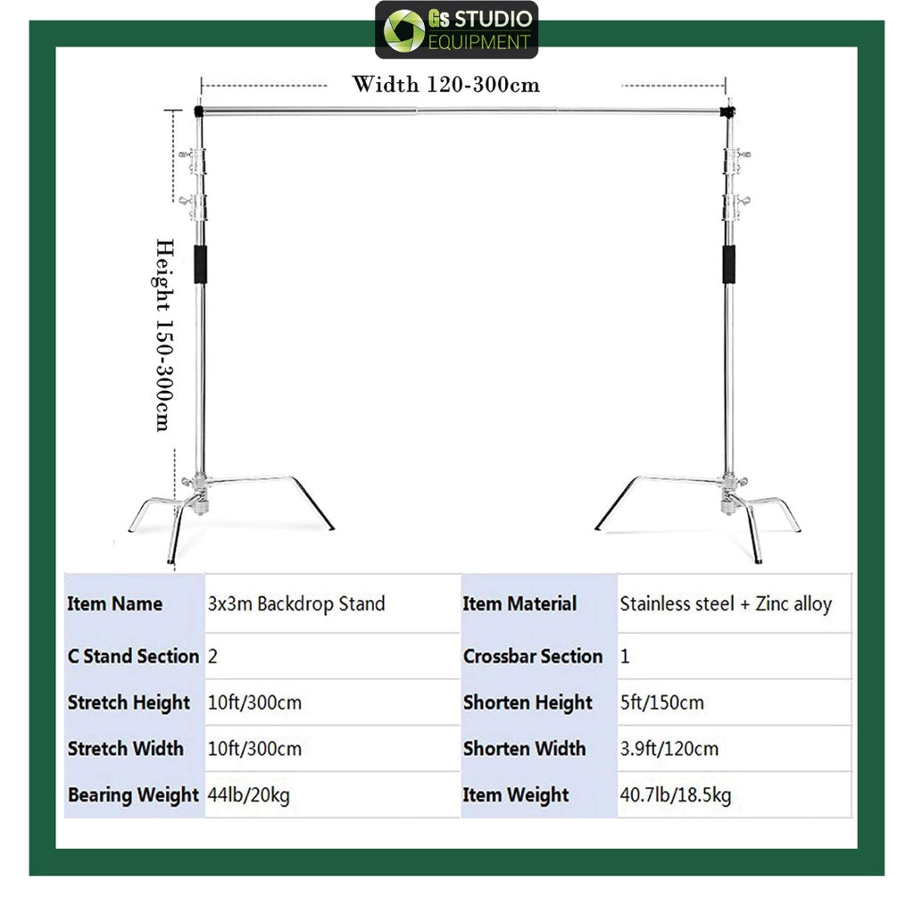 Stable Stand for Backdrops: Made of durable and solid stainless steel,tts sturdy 3 legs structure at the bottom ensures your equipments stable,Product load capacity 20kg, more stable with the bonus sand bag