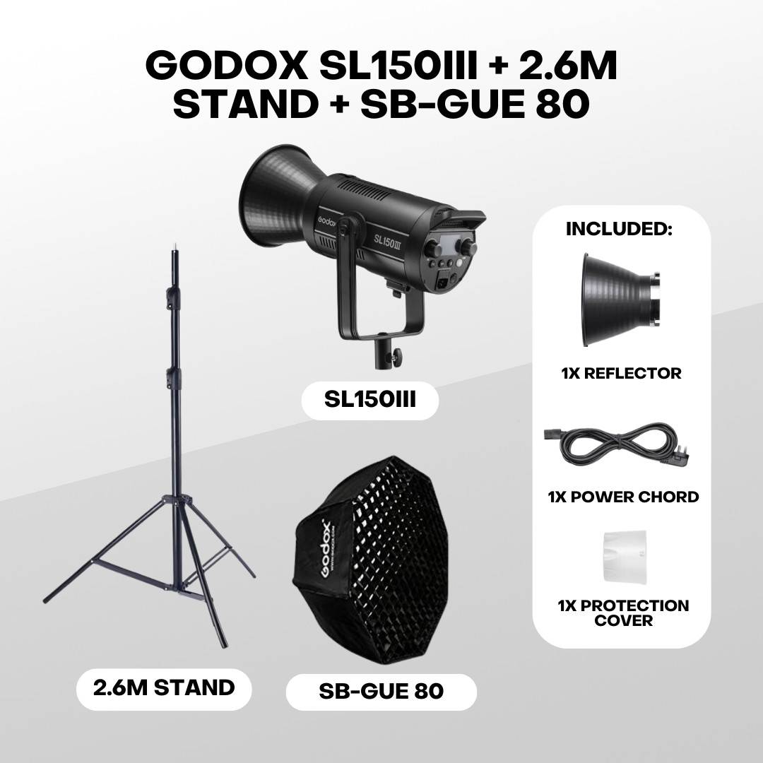 GODOX SL150 SL150W SL150III SL-150 SL150WIII Single Light Kit Bowens Mount Daylight Balanced Led Video Light