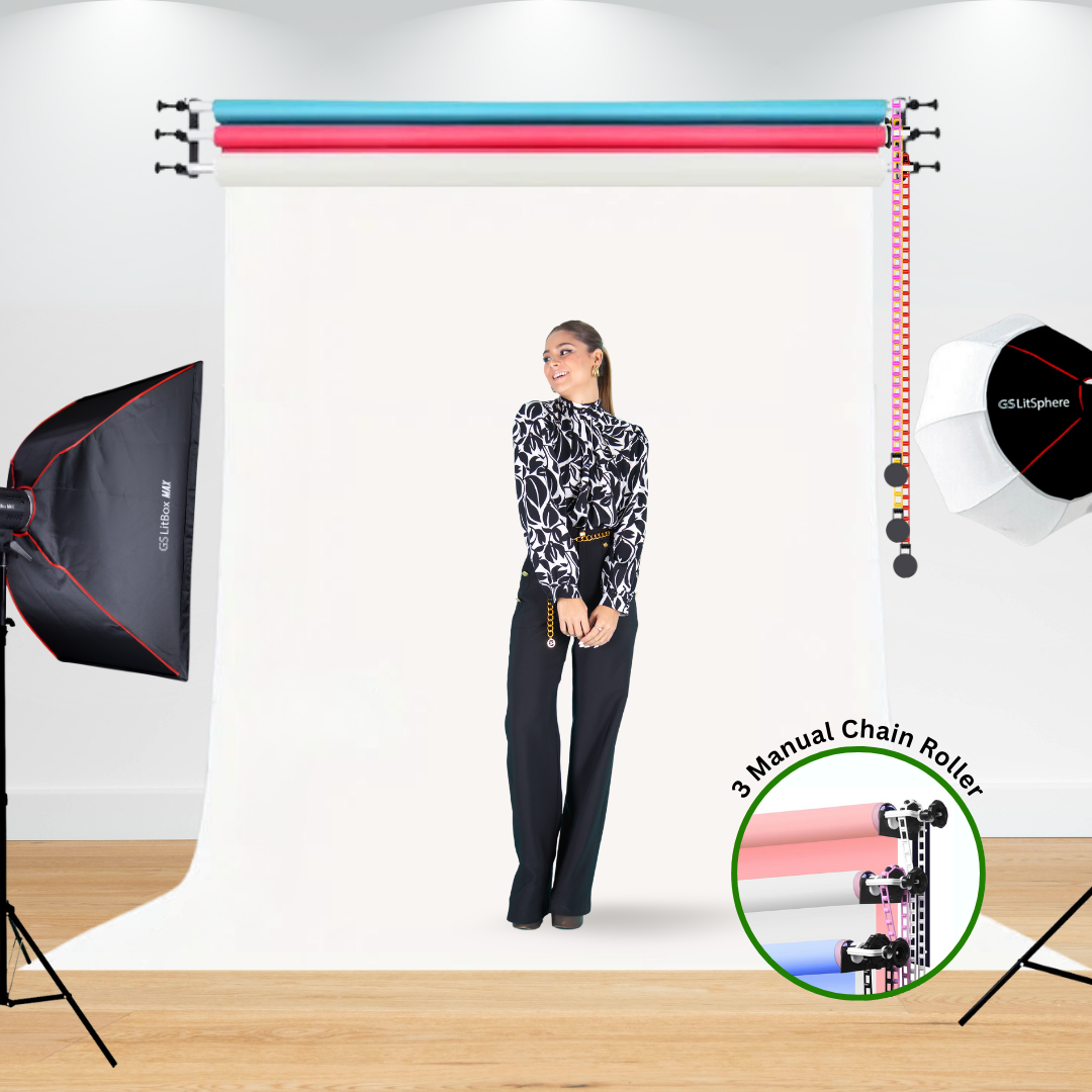 Wall Mounted Backdrop Kit with Colors Paper Backdrop Starter Kit