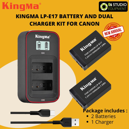 KingMa LP-E17 Battery And Dual Charger Kit For Canon 760D 800D 850D M3 M5 M6 Compatible