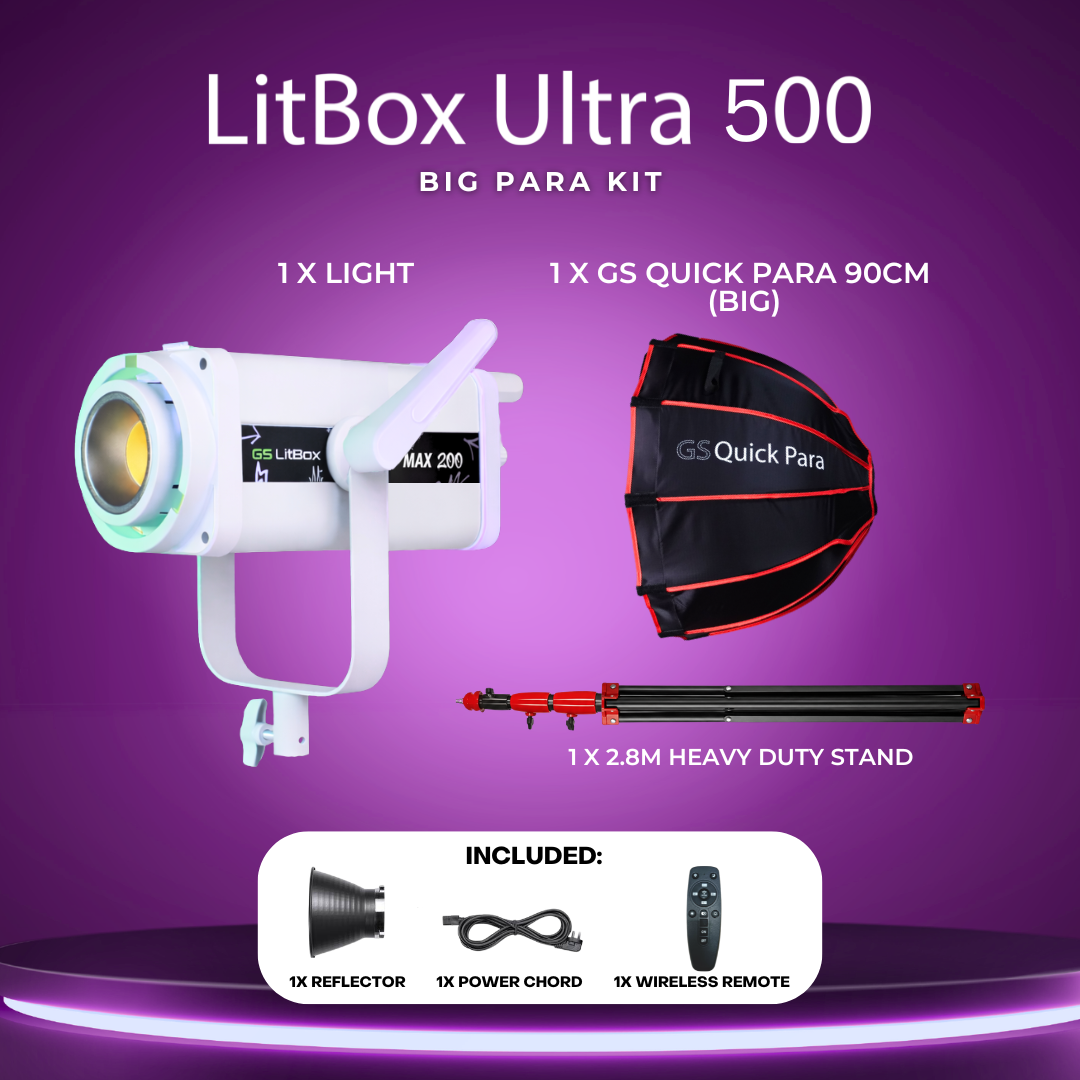 GS LitBox Ultra COB 300 500 LED Video Light 2700-6500K Bi-Color with Wireless Remote APP Control CRI 97+ 200w 300w 500w