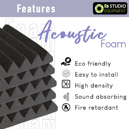 GS Pro Acoustic Foam With Self-dhesive Soundproof Foam Studio Recording Sound Absorption High Density (30cm*30cm*5cm) | Kalis Bunyi