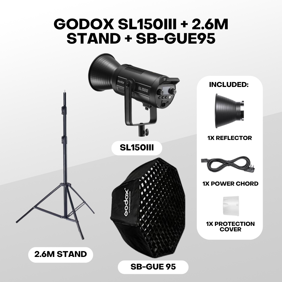 GODOX SL150 SL150W SL150III SL-150 SL150WIII Single Light Kit Bowens Mount Daylight Balanced Led Video Light