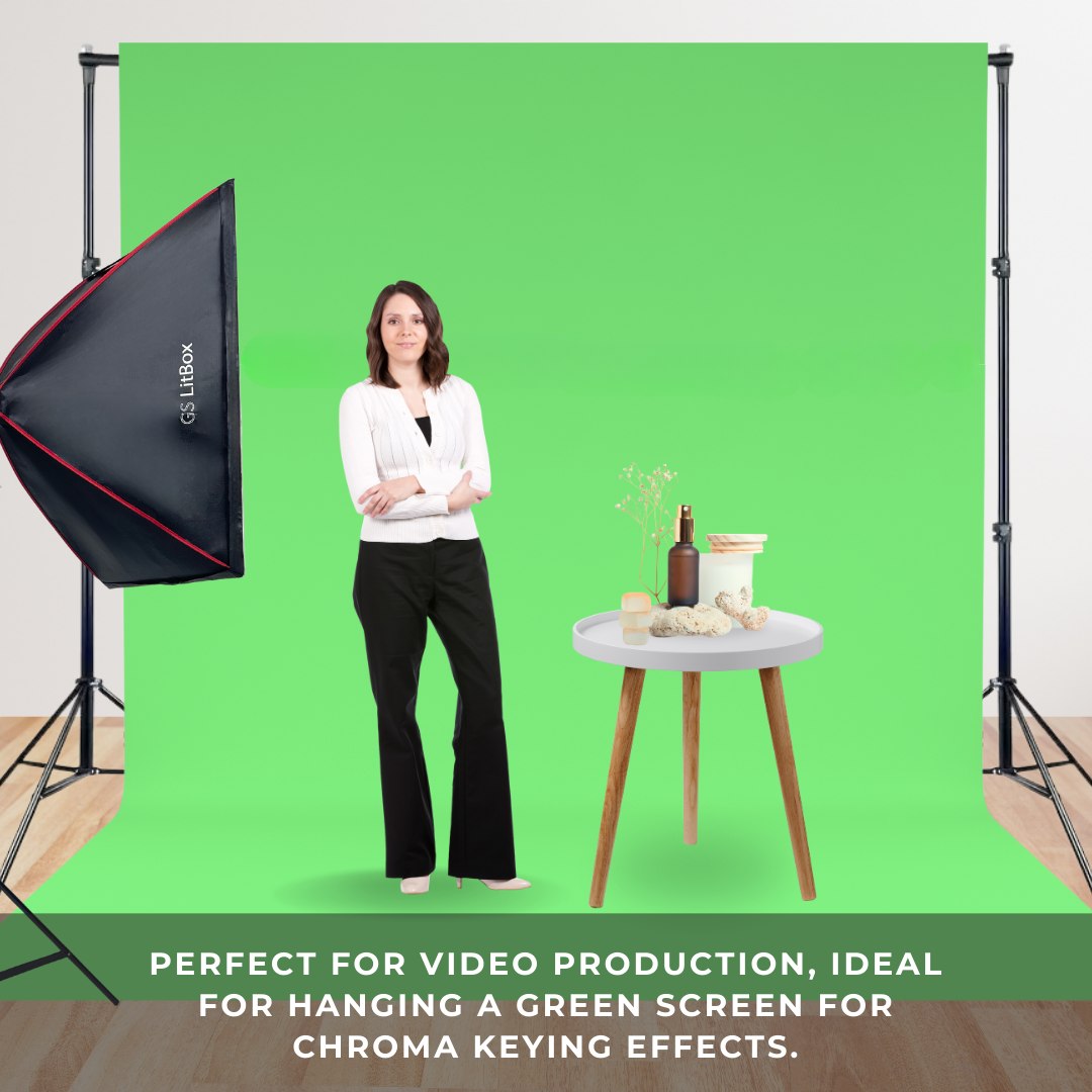 Suitable to hanging green screen for photoshoot and videography purposes.