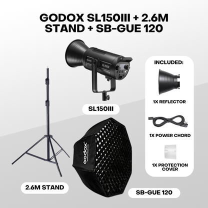 GODOX SL150 SL150W SL150III SL-150 SL150WIII Single Light Kit Bowens Mount Daylight Balanced Led Video Light