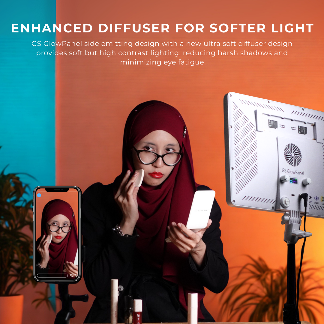 GS GlowPanel Bi-Color Light Panel Photography Videography Soft Light 60W LED Video Light 2700K-9900K CRI96+ Type C DC