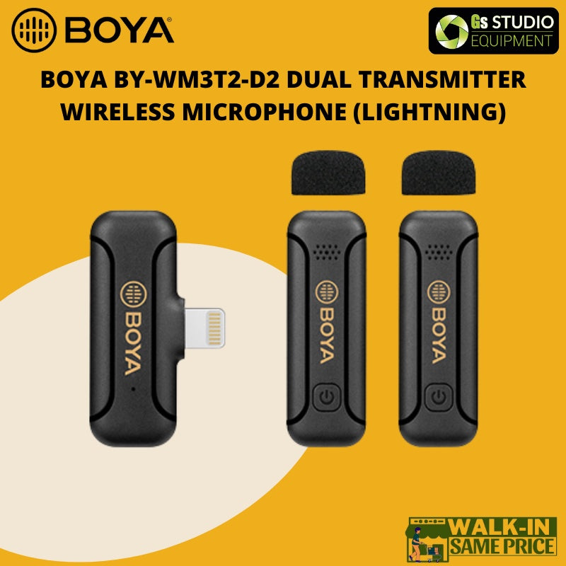 BOYA BY-WM3T2 Single And Dual Wireless Microphone Noise Cancellation Mini Lapel Mic For Smartphones Laptop Tablet Charge
