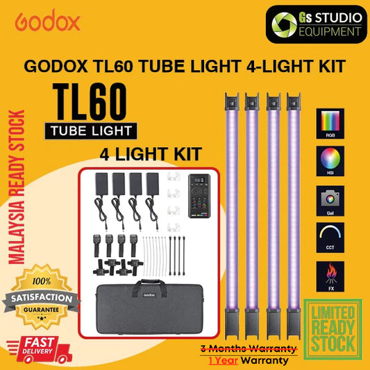 Godox TL60 Tube Light 4-Light Kit RGB Color Photography Light Handheld Light Stick With App Control