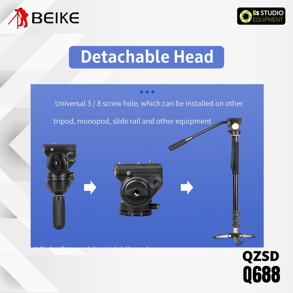 BEIKE QZSD Q688 Professional Video Tripod With Video Fluid Head