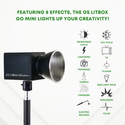 GS LitBox Go Mini Portable LED COB Video Light Built-in Battery & AC Powered