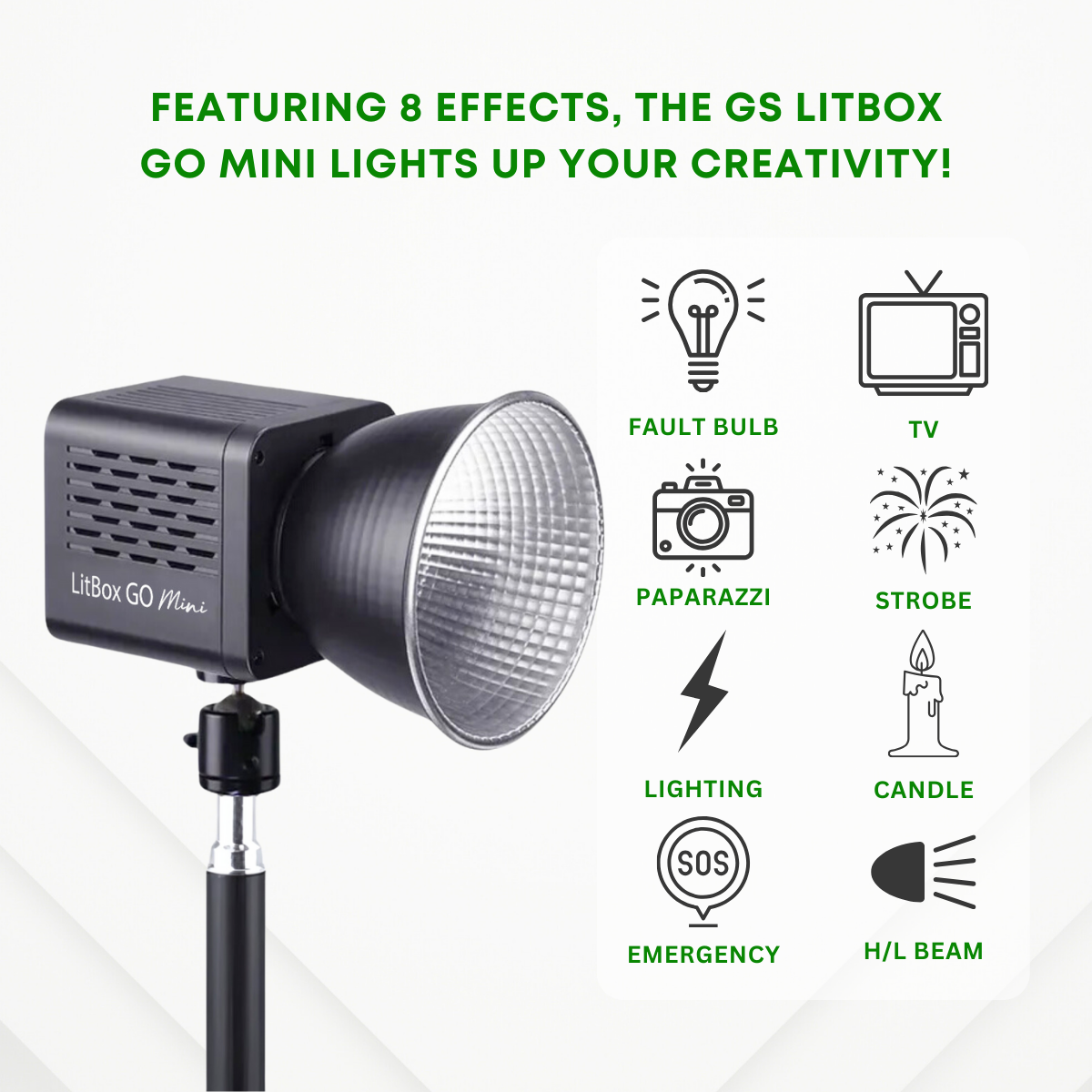 GS LitBox Go Mini Portable LED COB Video Light Built-in Battery & AC Powered