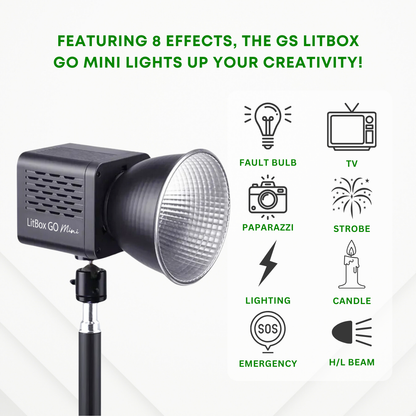 GS LitBox Go Mini Portable LED COB Video Light Built-in Battery & AC Powered