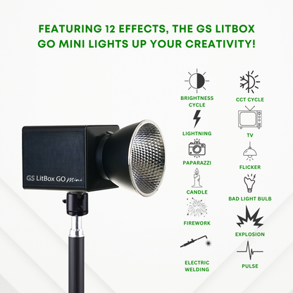 GS LitBox Go Mini Portable LED COB Video Light Built-in Battery & AC Powered