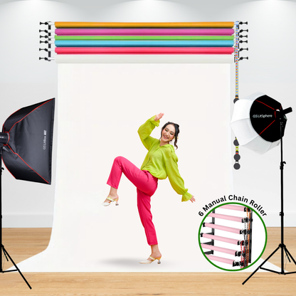 Wall Mounted Backdrop Kit with Colors Paper Backdrop Starter Kit