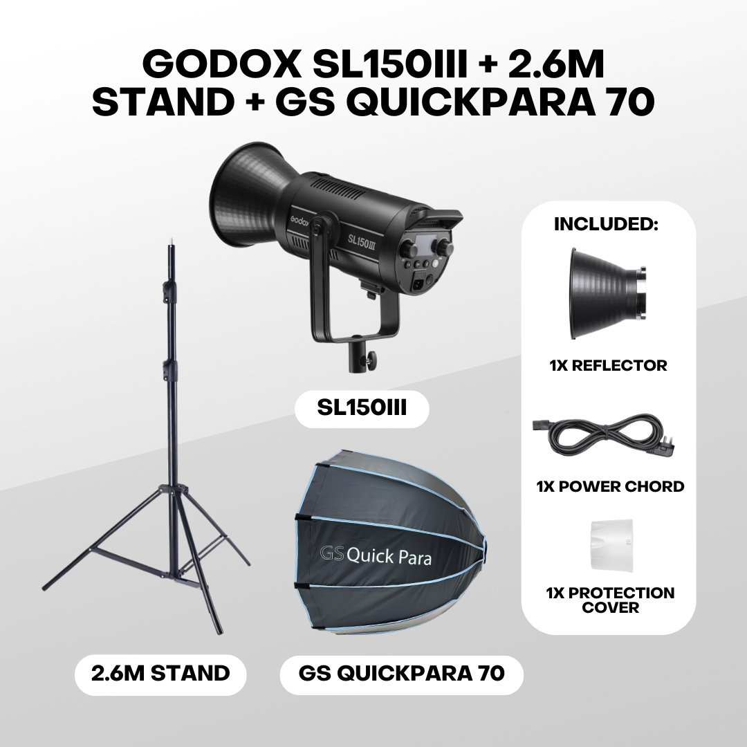 GODOX SL150 SL150W SL150III SL-150 SL150WIII Single Light Kit Bowens Mount Daylight Balanced Led Video Light