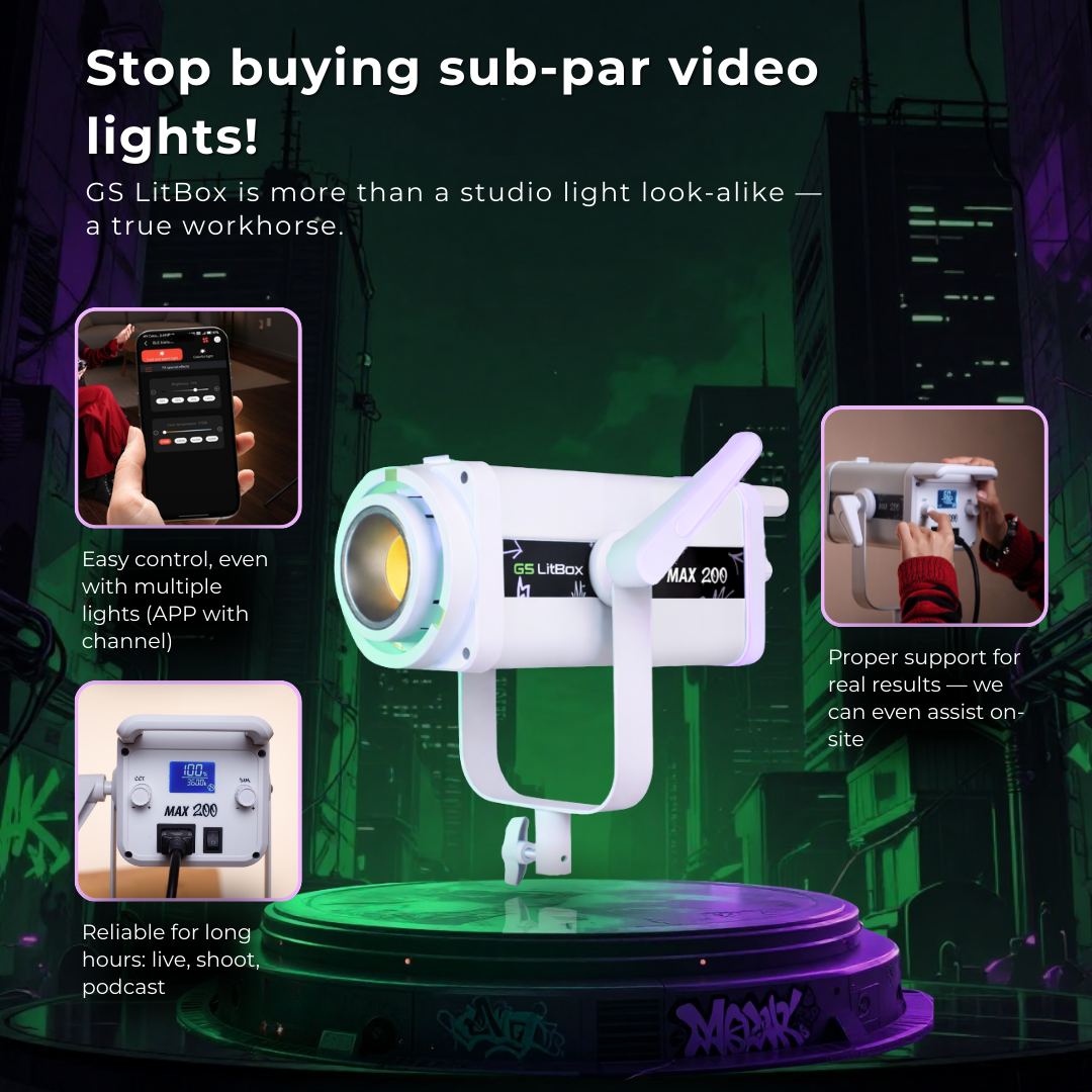 GS LitBox MAX 200 COB LED 230W Light APP Control Adjustable Color Temperature For Live And Content