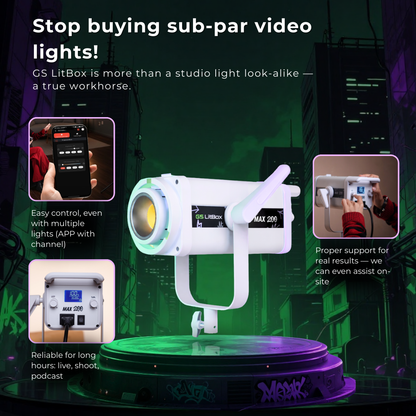 GS LitBox MAX 200 COB LED 230W Light APP Control Adjustable Color Temperature For Live And Content