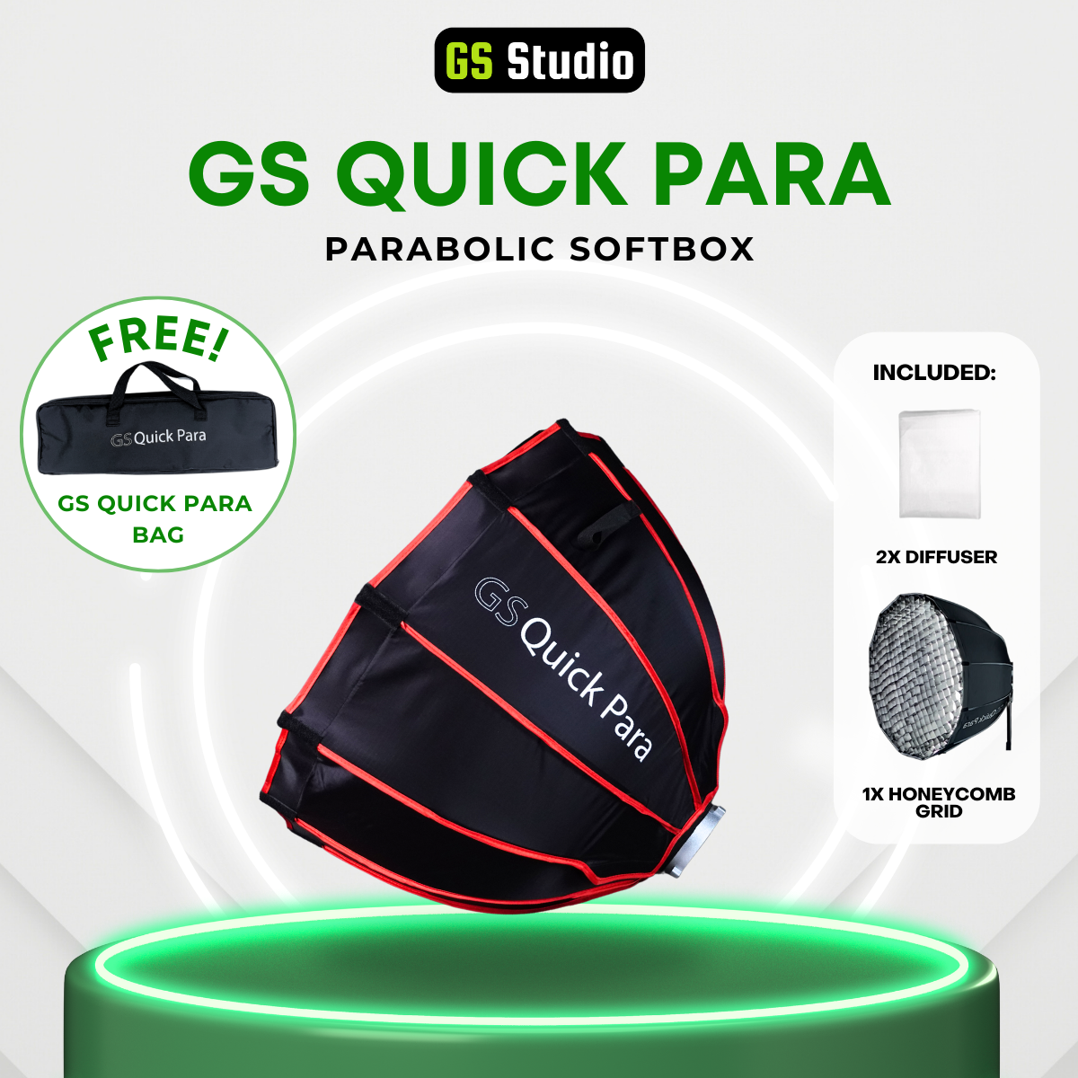 GS QUICK PARA 70 & 90 PARABOLIC SOFTBOX WITH GRID & BOWENS MOUNT SOFTBOX FOR PHOTOGRAPHY VIDEOGRAPHY STUDIO LIGHTING