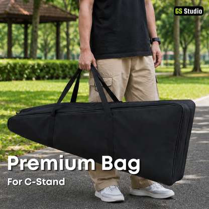 GS PREMIUM SERIES PROFESSIONAL STAINLESS STEEL HEAVY DUTY C-STAND 330CM WITH ARM AND 2 GRIPS FOR PHOTOGRAPHY VIDEOG