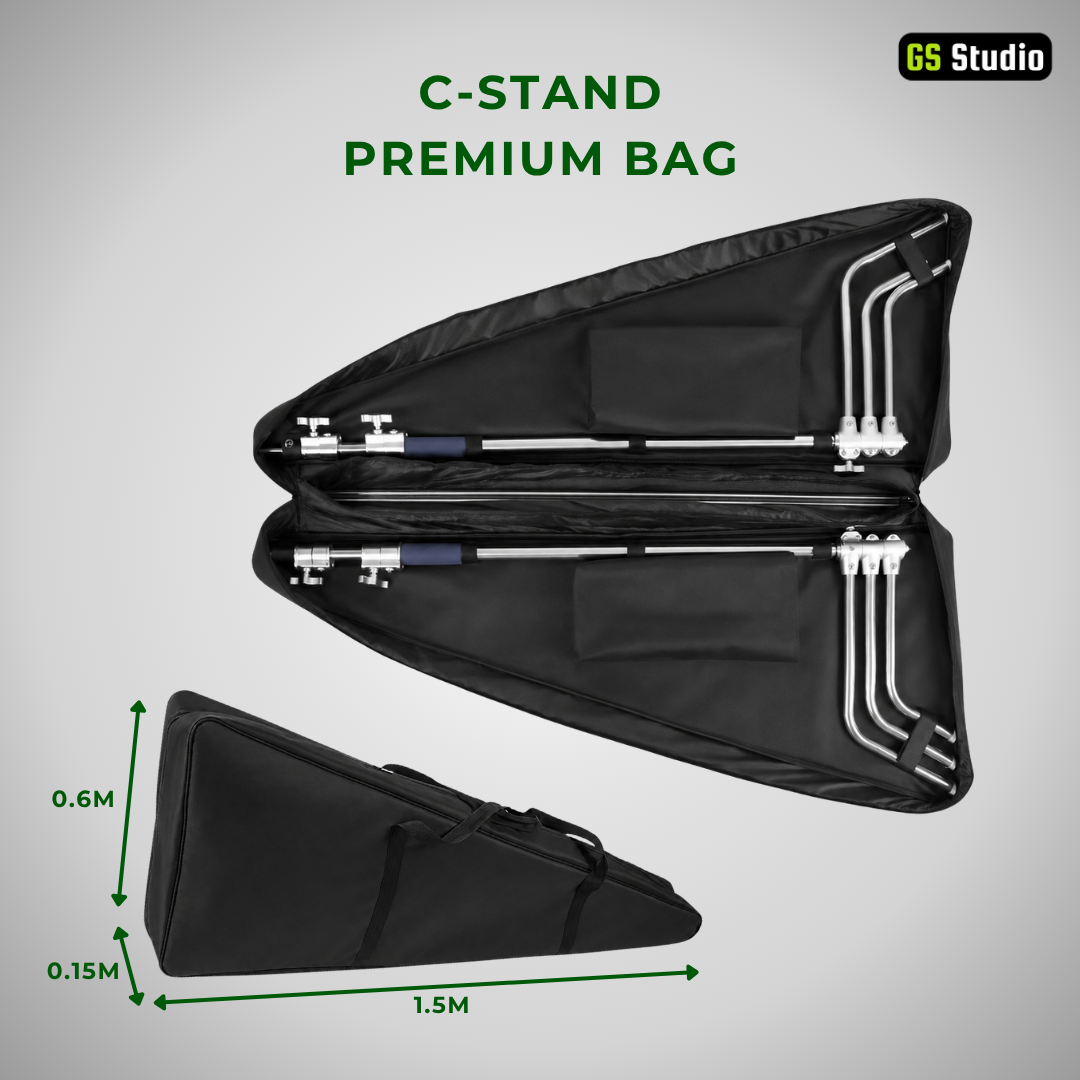 GS PREMIUM SERIES PROFESSIONAL STAINLESS STEEL HEAVY DUTY C-STAND 330CM WITH ARM AND 2 GRIPS FOR PHOTOGRAPHY VIDEOG