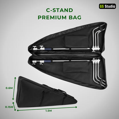 GS PREMIUM SERIES PROFESSIONAL STAINLESS STEEL HEAVY DUTY C-STAND 330CM WITH ARM AND 2 GRIPS FOR PHOTOGRAPHY VIDEOG