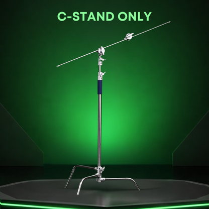 GS PREMIUM SERIES PROFESSIONAL STAINLESS STEEL HEAVY DUTY C-STAND 330CM WITH ARM AND 2 GRIPS FOR PHOTOGRAPHY VIDEOG