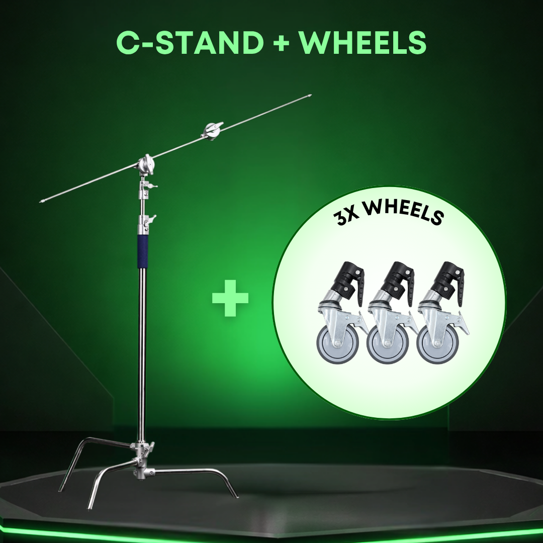 GS PREMIUM SERIES PROFESSIONAL STAINLESS STEEL HEAVY DUTY C-STAND 330CM WITH ARM AND 2 GRIPS FOR PHOTOGRAPHY VIDEOG