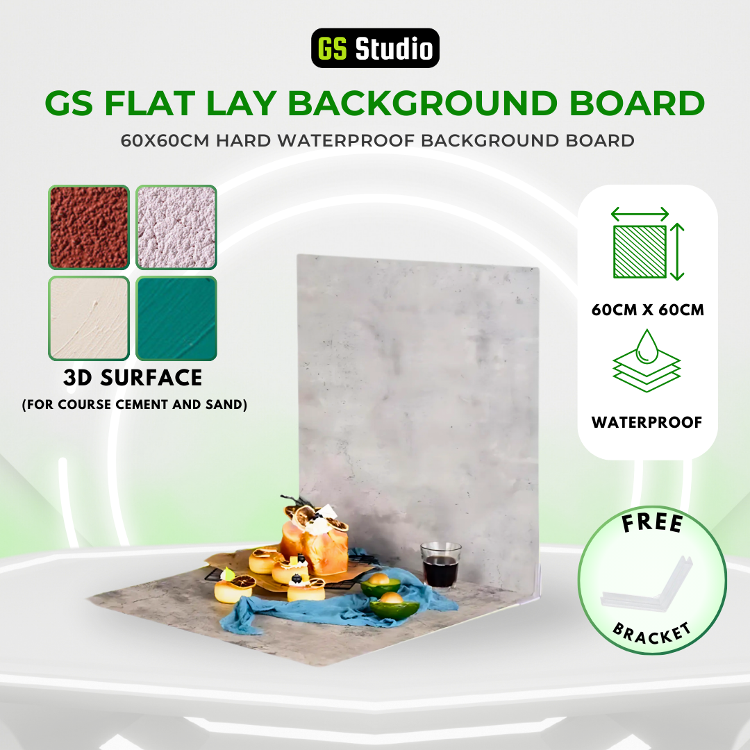 GS Flat Lay Hard Background Board 60x60cm Photography Studio Wooden Cement Coarse Sand 3D Texture Combinable Waterproof