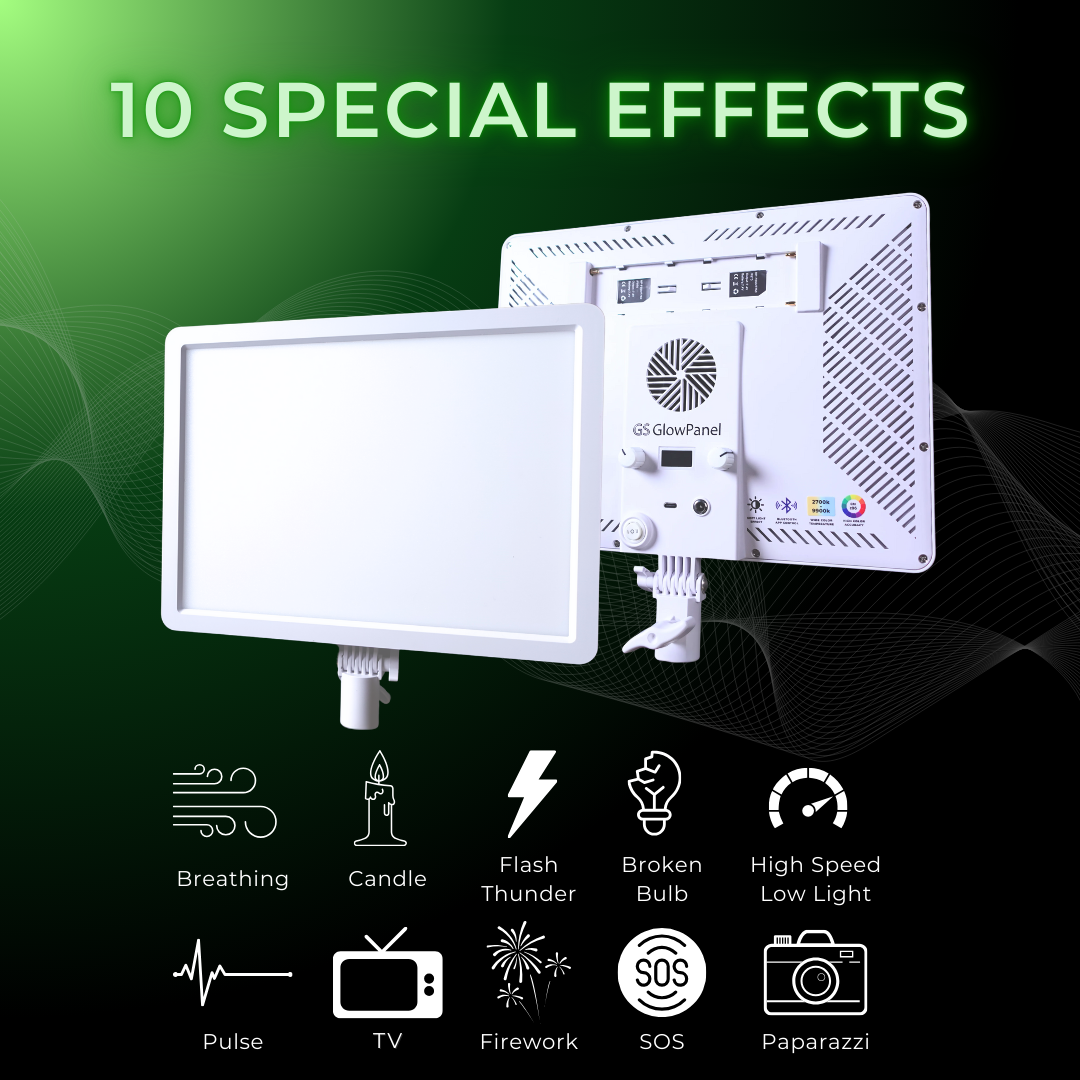 GS GlowPanel Bi-Color Light Panel Photography Videography Soft Light 60W LED Video Light 2700K-9900K CRI96+ Type C DC